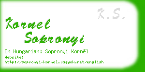 kornel sopronyi business card